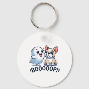 Grappige Halloween Ghost Franse Bulldog Boop Easy Sleutelhanger