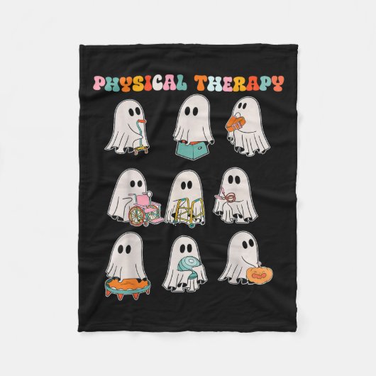 Grappige Halloween Ghost Fysiotherapie Pt Fysiek Fleece Deken (Voorkant)
