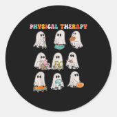 Grappige Halloween Ghost Fysiotherapie Pt Fysiek Ronde Sticker (Voorkant)