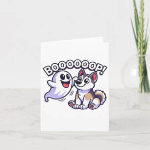 Grappige Halloween Ghost Husky Dog Boop Gekke Pupp Kaart