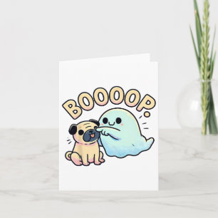 Grappige Halloween Ghost Pug Boop Gekke Puppy Dog  Kaart