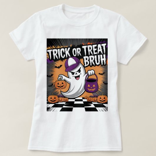 Grappige Halloween Ghost & Pumpkins T-shirt (Design voorkant)