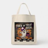 Grappige Halloween Ghost & Pumpkins Tote Bag (Achterkant)