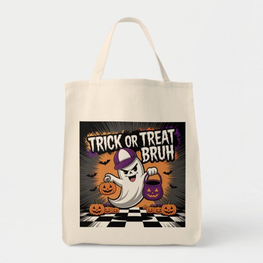 Grappige Halloween Ghost & Pumpkins Tote Bag (Voorkant)