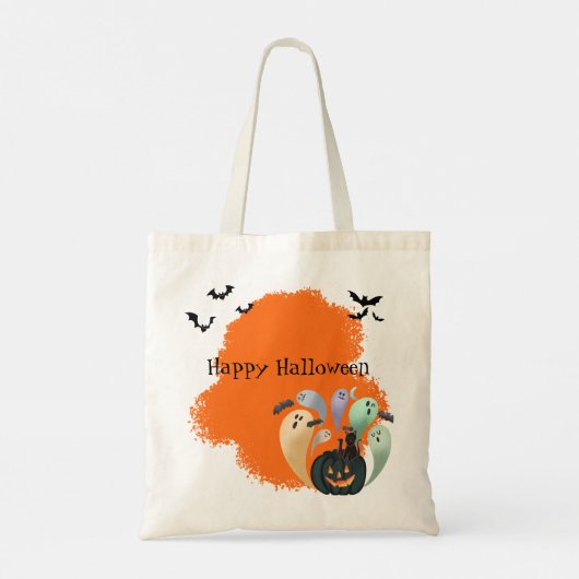 Grappige Halloween Ghosts en Spooky Pumpkin Custom Tote Bag (Achterkant)