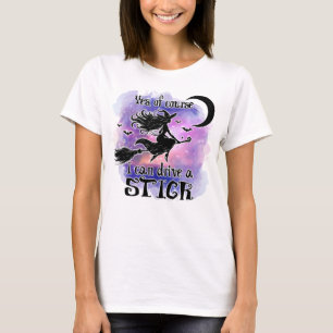 Grappige Halloween heks Riding Broom T-shirt