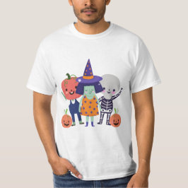 Grappige Halloween heks, skelet, pompoenen T-shirt