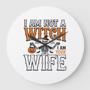 Grappige Halloween Heks Vrouw Skelet Vintage Shirt Grote Klok