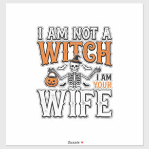 Grappige Halloween Heks Vrouw Skelet Vintage Shirt Sticker