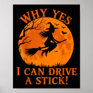 Grappige Halloween heks waarom ja ik kan een stok  Poster