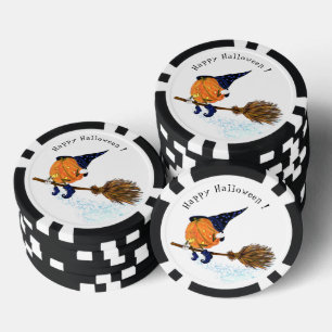 Grappige Halloween Heksenpompoen Vliegende Poker C Poker Chips