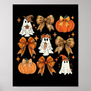 Grappige Halloween Herfst Coquette Bow Pompoen Sch Poster
