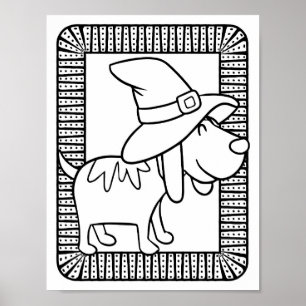 Grappige Halloween Hond Glimlachende Kleurplaat Poster