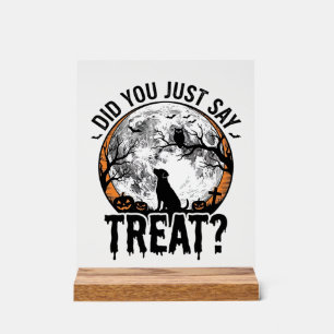 Grappige Halloween Hond Treat Vintage Vector Desig Acryl Bord