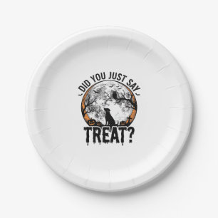 Grappige Halloween Hond Treat Vintage Vector Desig Papieren Bordje