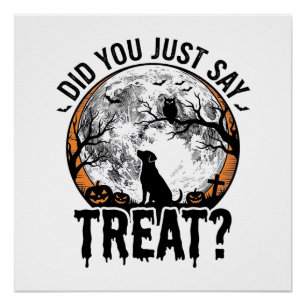 Grappige Halloween Hond Treat Vintage Vector Ontwe Perfect Poster