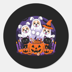Grappige Halloween-hond verkleed als spook Hallowe Ronde Sticker