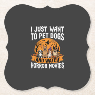 Grappige Halloween Honden Horror Films Vector Kartonnen Onderzetters