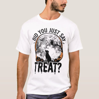 Grappige Halloween Honden Treat Vintage Vector Ont T-shirt