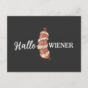 Grappige Halloween Hotdog Mummy Hallowiener Pun Briefkaart