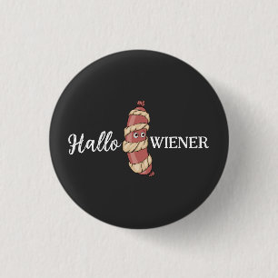 Grappige Halloween Hotdog Mummy Hallowiener Pun Ronde Button 3,2 Cm