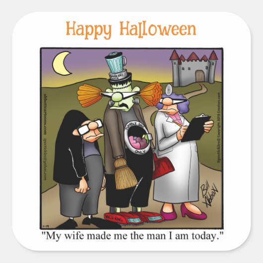 Grappige Halloween Humor Vierkante Stickers (Voorkant)