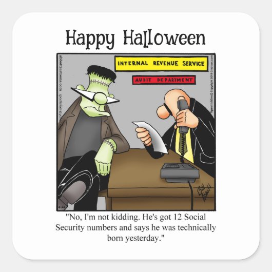 Grappige Halloween Humor Vierkante Stickers (Voorkant)