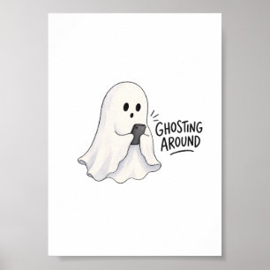 Grappige Halloween-illustratie van een spook Poster
