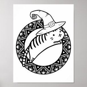 Grappige Halloween Jumping Kat Kleurplaat Poster