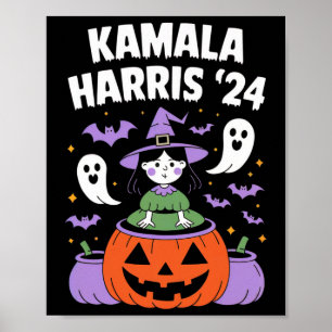 Grappige Halloween Kamala Harris Pompoen 2024 Poster