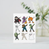 Grappige Halloween karakters dabbing Briefkaart (Staand voorkant)