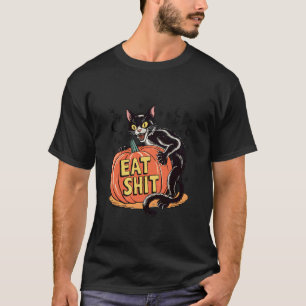 Grappige Halloween kat en pompoen T-shirt