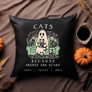 Grappige Halloween kat en spook kussen