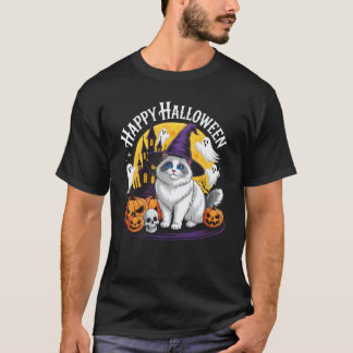 Grappige Halloween Kat Gelukkige Halloween Ragdoll T-shirt