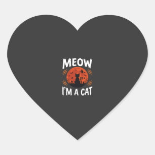 Grappige Halloween Kat Maan Silhouet Grafisch Hart Sticker