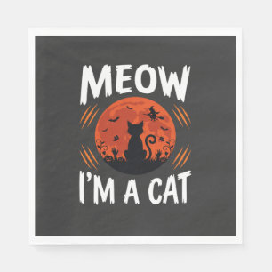 Grappige Halloween Kat Maan Silhouet Grafisch Servet