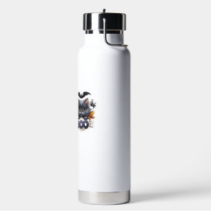 Grappige Halloween Kat Sticker Heksenhoed, Pompoen Waterfles