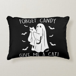 Grappige Halloween Kattengeest Vergeet Snoep Geef Accent Kussen