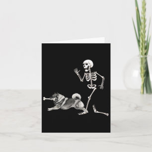 Grappige Halloween Keeshond en Skeleton Kaart