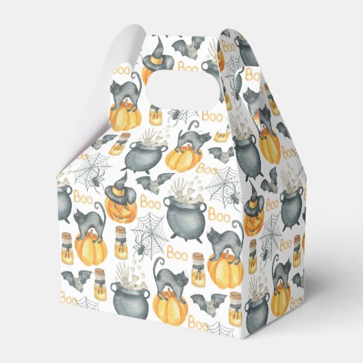 Grappige Halloween ketel en katten patroon Bedankdoosjes (Voorkant Zijde)