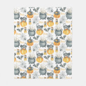 Grappige Halloween ketel en katten patroon Fleece Deken (Voorkant)