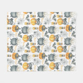 Grappige Halloween ketel en katten patroon Fleece Deken (Voorkant (Horizontaal))
