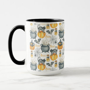 Grappige Halloween ketel en katten patroon Mok