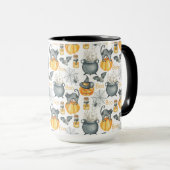Grappige Halloween ketel en katten patroon Mok (Voorkant rechts)