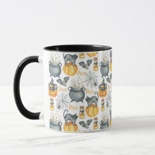 Grappige Halloween ketel en katten patroon Mok