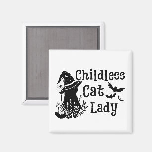 Grappige Halloween kinderloze kat dame Magneet