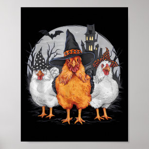 Grappige Halloween Kippen Heks Spokerig Seizoen Poster