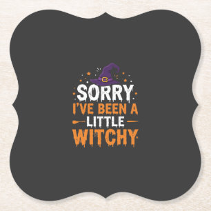 Grappige Halloween Kleine Hekserige Quote Ontwerp Kartonnen Onderzetters