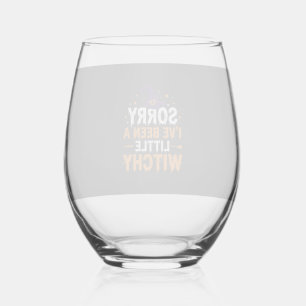 Grappige Halloween Kleine Hekserige Quote Ontwerp Wijnglas Zonder Voet