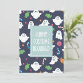 Grappige Halloween kostuum party uitnodiging (Staand voorkant)